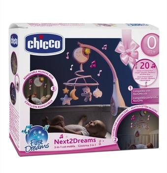 Karuzela na łóżeczko Chicco First Dream Next2Dreams 3 w 1 Różowa (8058664089789)