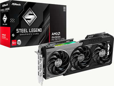 Відеокарта ASRock PCI-Ex Radeon RX 9070 GRE Steel Legend Dark 12GB GDDR6 OC (192bit) (2920/18000) (1 x HDMI, 3 x DisplayPort) (RX9070GRE SLD 12GO)