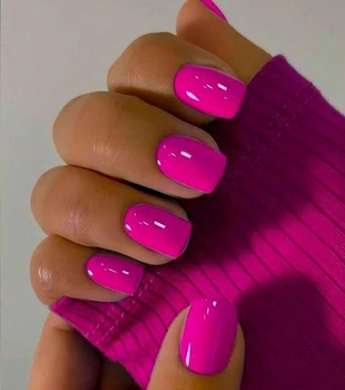 Накладные ногти Nail малиновая фуксия, форма квадрат, короткие, 24 шт