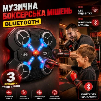 Настінний тренажер для боксу з музикою та LED підсвічуванням, боксерська мішень з Bluetooth, інтерактивний тренажер реакції