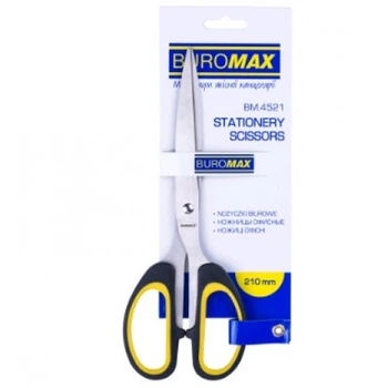 Ножницы BUROMAX 4521 офисные 21 см пластик. ручка с резиновыми вставками (1/12/144)