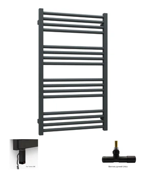 Полотенцесушитель комбинированный Terma Fiona 900x530 Black mat, тен ONE + вентиль Unico