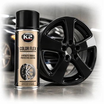 Автофарба для дисків рідка гума К2 COLOR FLEX 400 мл Чорна глянсова (L343CP)