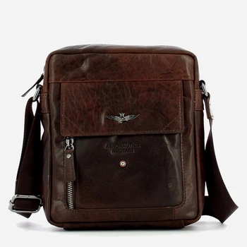 Torebka crossbody męska ze skóry naturalnej Aeronautica Militare AM303-MO Brązowa (800070110210)