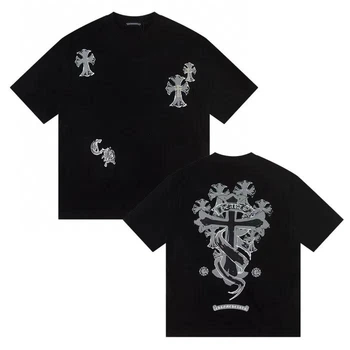 Чоловіча літня футболка Chrome Hearts з принтом 2XL чорна (MCFCH002051)