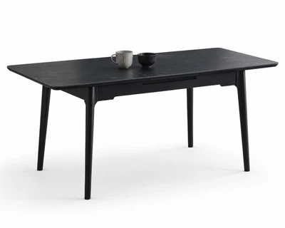 Стол обеденный раскладной BERLIN CERAMIC 140(180)*80 черный мат керамика/черный каркас Intarsio