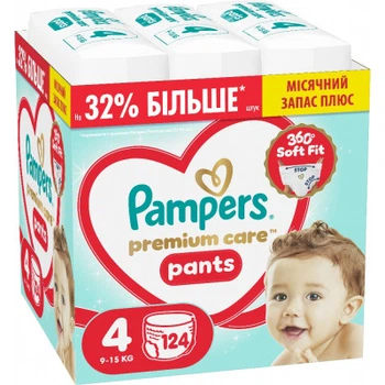 Подгузники Pampers Premium Care Pants Размер 4 (9-15 кг) 124 шт (8006530315852)