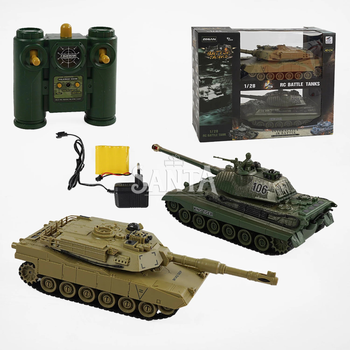 Танковый бой — игрушечные танки M1A2 SEP Abrams и King Tiger на радиоуправлении с аккумулятором (99821)