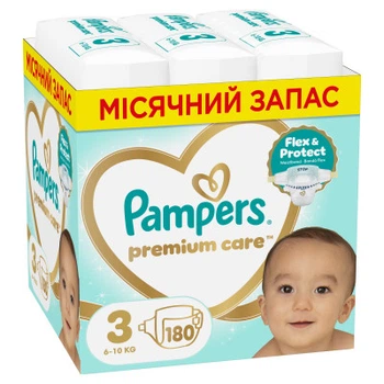 Подгузники Pampers Premium Care Размер 3 (6-10 кг) 180 шт (8006530223720)