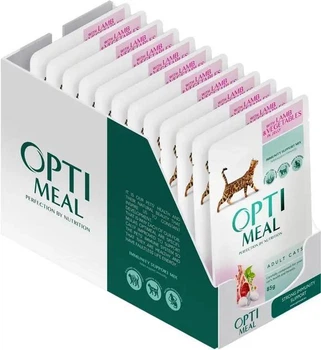 Пауч консервы Optimeal с ягненком и овощами в желе для кошек 12 шт х 85г