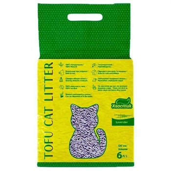 Соевый наполнитель Хвостик Tofu Cat Litter Lavender с ароматом лаванды 6л