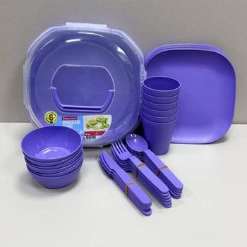 Набор для пикника 6 персон 38 предметов PREMIUM Ucsan Plastik M-751 фиолетовый