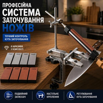 Професійна система для заточування ножів FELBIFSLI з регулюванням кута, комплект із 8 абразивів та кейсом