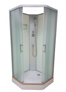 Душовий бокс VERONIS BN-1-90 90×90×200 см, п'ятикутний, без даху, матове скло, матовий профіль, низький піддон