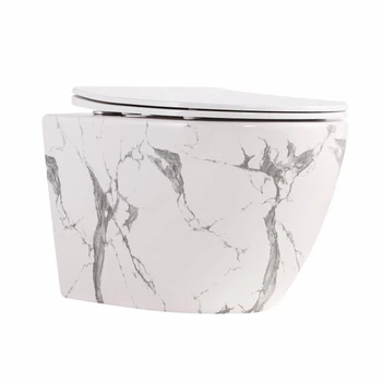 Унитаз подвесной Qtap Robin Ultra Quiet 520x365x340 мм Дюропласт Marble