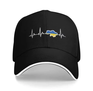 Кепка з тризубом і надписом "Ukraine" і серцебиття (чорна)