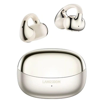 Костные наушники-клипсы с направленным звуком Langsdom TS-32 Pro с Bluetooth 6.0, активным шумоподавлением и микрофоном Бежевый