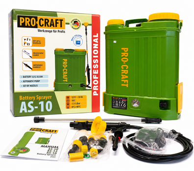 Аккумуляторный опрыскиватель Procraft AS2-10 10л 12В 8АГ садовый ранцевый распылитель для сада и огорода