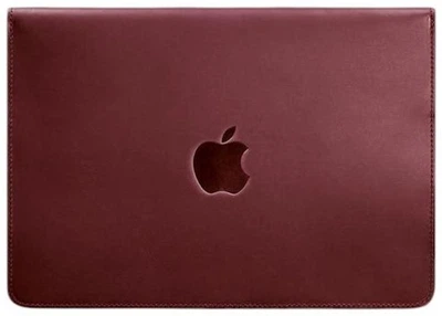 Кожаный чехол-конверт для ноутбука MacBook 13 из натуральной кожи Crazy Horse на магнитах защитный, бордовый 58599