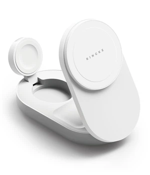 Док-станция Ringke Qi2 25W 3-in-1 Magnetic Wireless Charging folding Stand Charger White (CS1202RS)