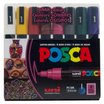 Набор маркеров UNI набор POSCA Dark Color, 1,8-2,5 мм, 8 шт (PC-5M DARK COLOR 8C)
