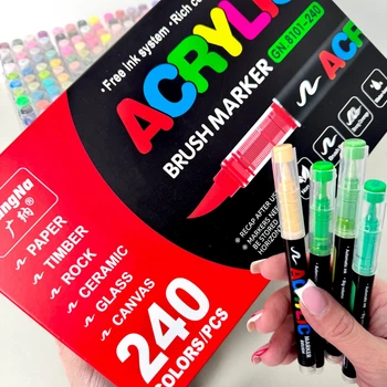 Акриловые маркеры GuangNa Brush GN-8101 с мягкой кисточкой 240 шт.