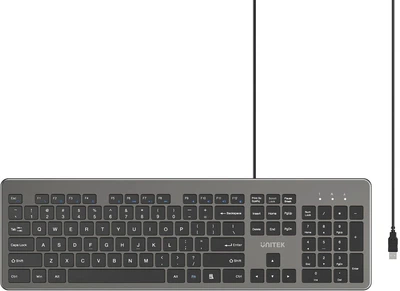 Klawiatura przewodowa Unitek SlimTap Ultra Light USB Space Grey (T052AGY01-US)