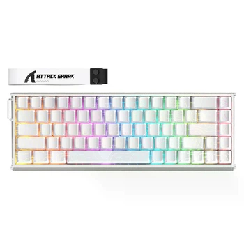 Механічна клавіатура Attack SHARK X68MAX HE Magnetic Switch, 8K, Металевий корпус, RGB, Win/Mac OS, УКР/АНГЛ, White Contours/Біла в смужку (X68MAXSWС)