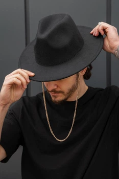 Мужская Шляпа Fedora Black С Цепочкой Without - (397099)
