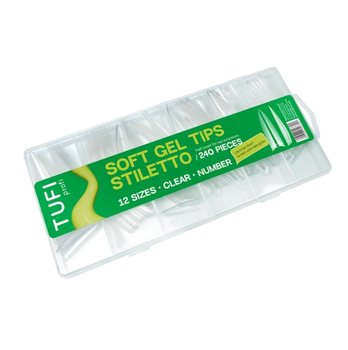 Геловые типсы TUFI profi Half Cover Soft Gel Tips Стилет прозрачные 240 шт