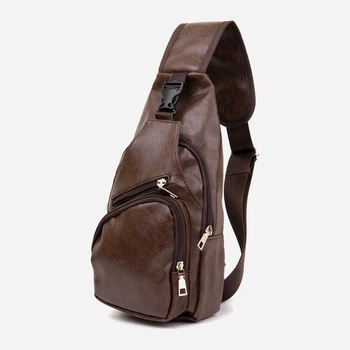 Сумка слинг через плечо мужская Vintage leather-20572 Коричневая