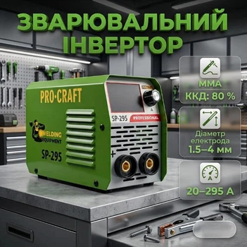 Сварочный аппарат Инверторный Procraft SP295 MMA ток 20-295 А