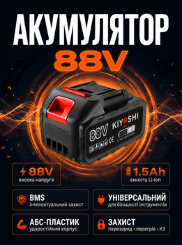 Аккумуляторная батарея универсальная 88V Li-Ion 1.5Ah 2829 для портативного инструмента Black