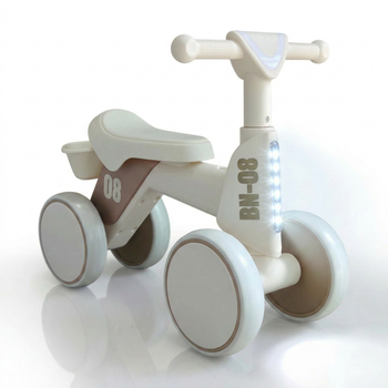 Дитячий толокар біговел музичний зі світними колесами Scooter Ultra 598 вік від 1 року White-Beige