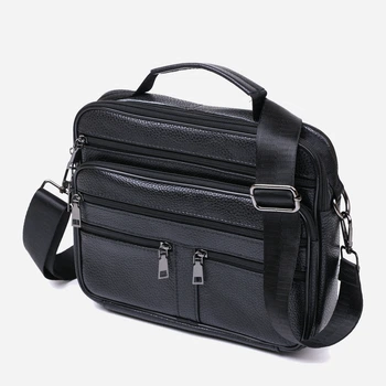 Сумка мессенджер через плечо мужская из натуральная кожи Vintage leather-20669 Черная