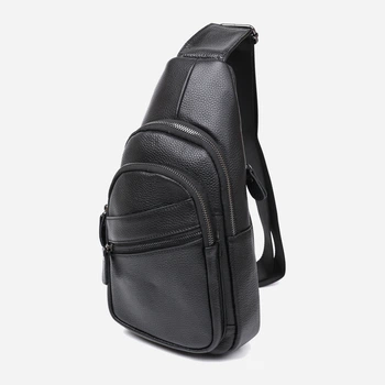Сумка слинг через плечо мужская из натуральная кожи Vintage leather-20672 Черная