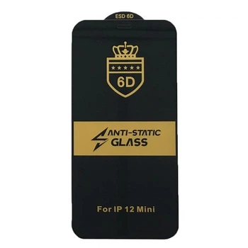 Захисне скло 6D Anti-static for iPhone 12 mini (5.4'') чорне тех. пак.