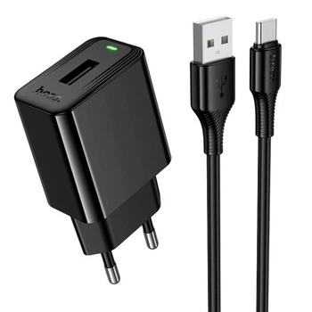 МЗП HOCO CS91A Leader single-port charger set(Type-C) (EU) 2,1A Black