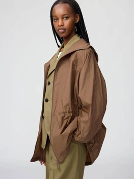 Вітрівка з капюшоном жіноча Uniqlo 194074943 S Коричнева (1159893432)
