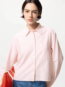 Рубашка хлопковая женская Uniqlo 604556920 L Розовая (1159975659)