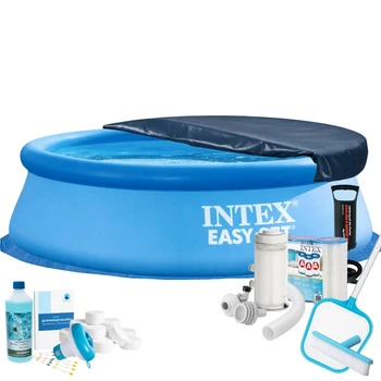 Надувной бассейн MaxPro Intex, в наборе подстилка, тент, насос, химия, 244х76 см (IP-175876)