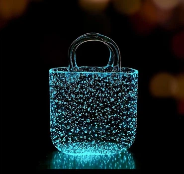 Светящаяся стеклянная ваза для цветов в форме сумки Bubble Bag Neon, 20x11x26 см