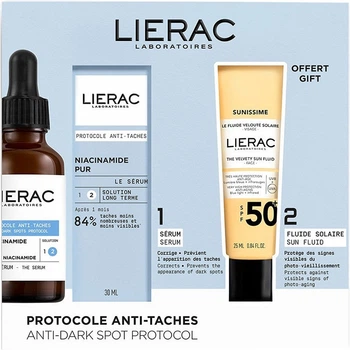 Zestaw do pielęgnacji twarzy Lierac Anti-Dark Spot Protocol Serum przeciw przebarwieniom 30 ml + Fluid przeciwsłoneczny SPF50+ 25 ml (3701436934422)