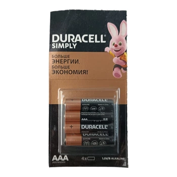 Батарейка AАА щелочная 1.5V минипальчик блистер (к-кт 4 шт) Duracell