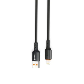 Кабель для зарядки Avantis USB - iPhone, 1м, 3.0А черный, круглый силиконовая оплетка