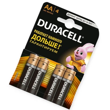 Батарейка AA лужна 1.5V пальчик Duracell Basic Alkaline 4шт картон Бельгія