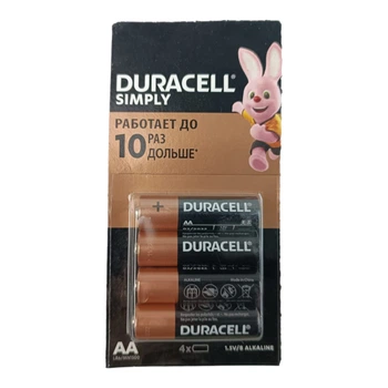 Батарейка AА щелочная 1.5V пальчик блистер (к-кт 4 шт) Duracell