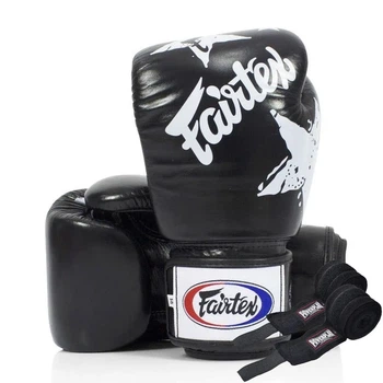 Боксерські рукавиці Fairtex натуральна шкіра 14 унцій чорні