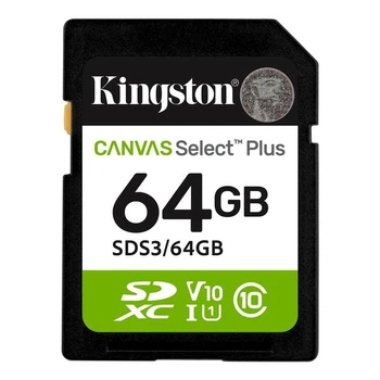 Карта памяти Kingston Canvas Select Plus SDXC 64GB Class 10 UHS-I U1 V10 (SDS3/64GB)
