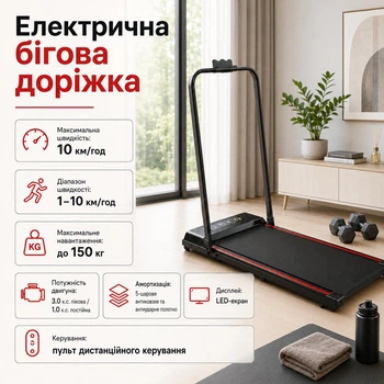 Беговая сложная дорожка для дома и квартиры с ручкой до 150кг с амортизацией для суставов